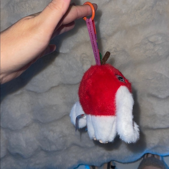 Migo troublemaker bad apple plush pendent with I think social eyes red and white - Picture 8 of 10